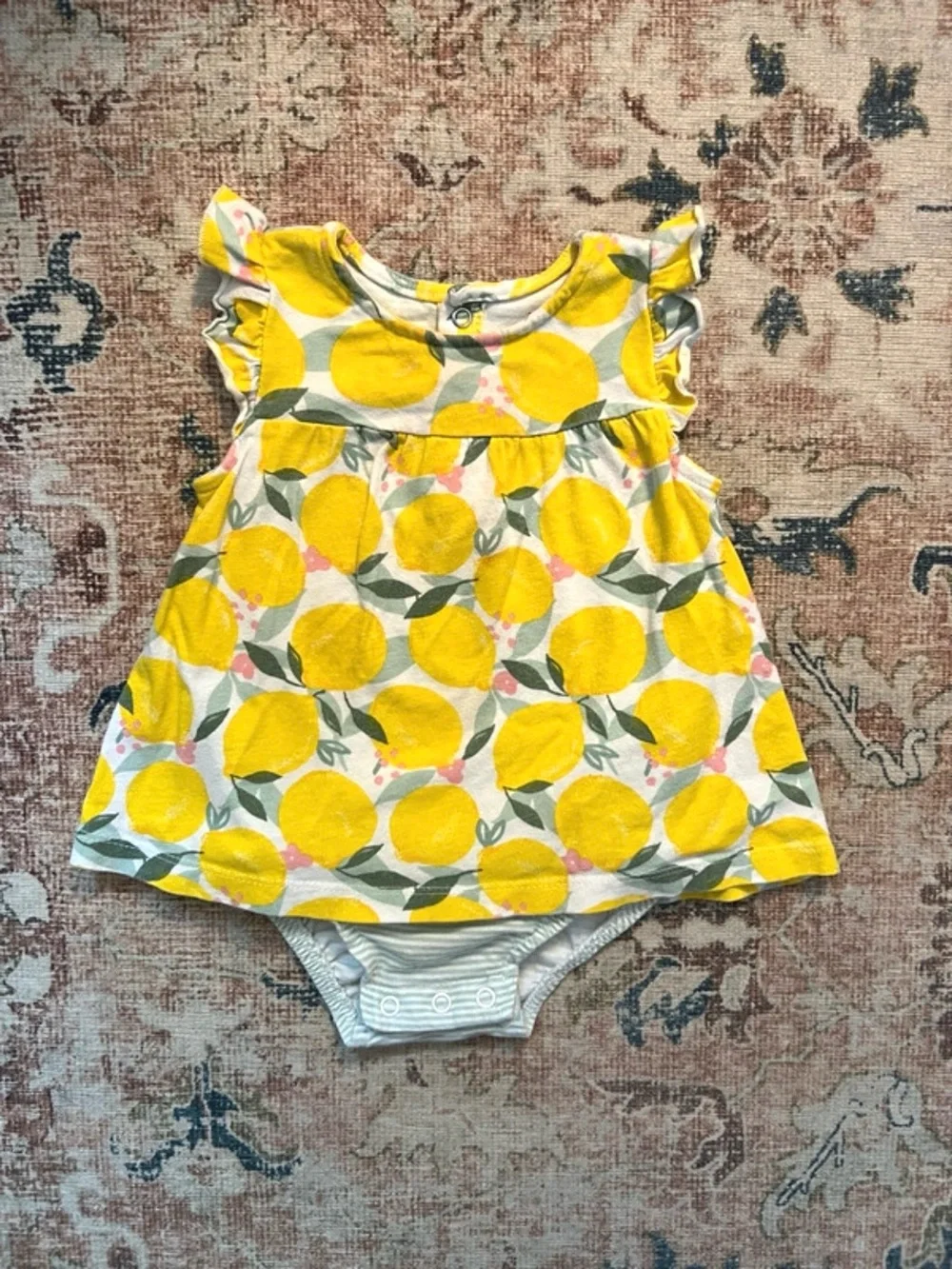 🍄3/$15 Just One You by Carter’s Lemon Print Skirted Romper 9M Yellow Citrus